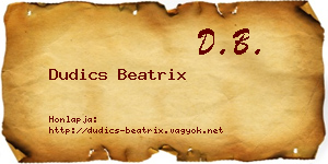 Dudics Beatrix névjegykártya